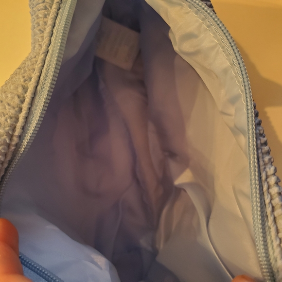 Kate Spade Blue Ribbed Terry Cloth Mini Hobo Cosmetic Bag - Picture 8 of 9